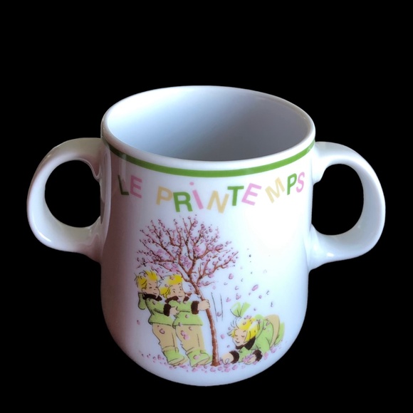 Guy Degrenne The Triplets Spring Porcelain Cup w/Double Handles - Picture 4 of 4